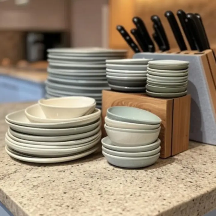 Najpopularniejsze produkty kuchenne ułożone w estetyczną kompozycję