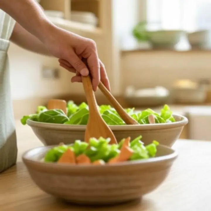 Drewniane przybory kuchenne w akcji podczas gotowania