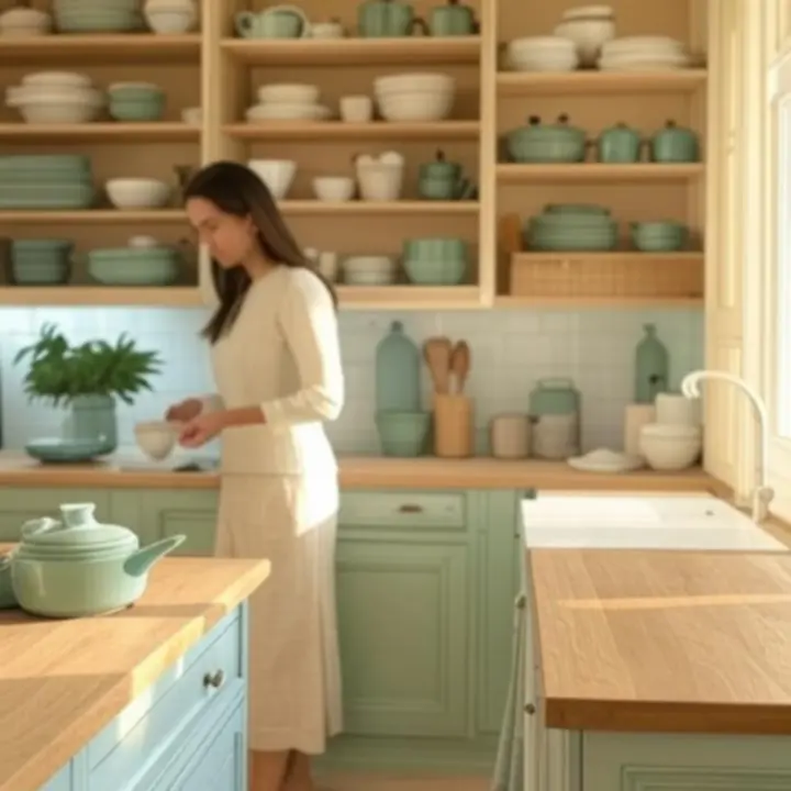 Elegancka kolekcja kuchenna w ciepłych odcieniach kremu i drewna