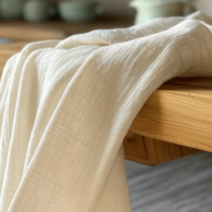 Tekstura premium naturalnego lnu w kremowym odcieniu