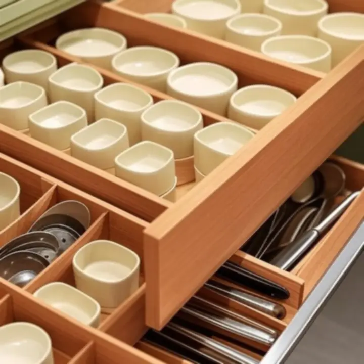 Zorganizowana kuchenna przestrzeń przechowywania z akcesoriami Cookveera w naturalnym kontekście